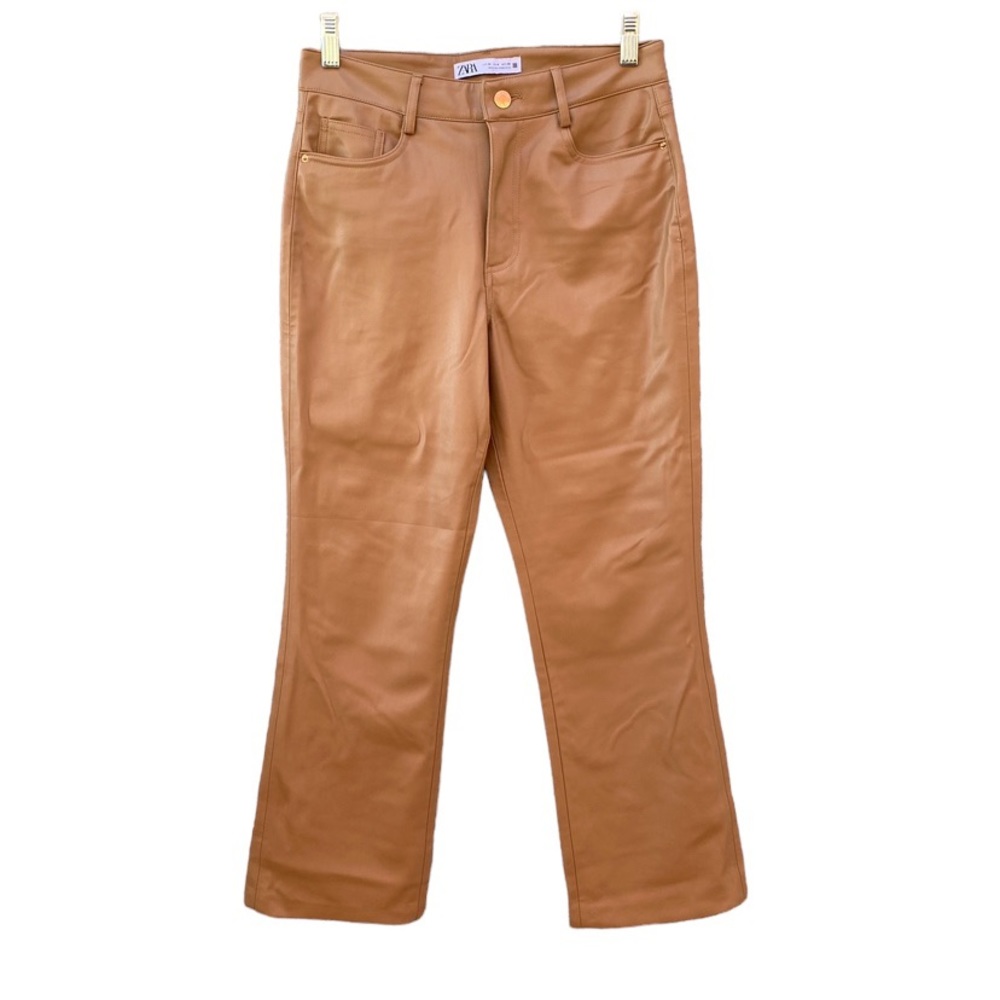 Zara Faux Leather Mini Flare Leg Pants Sz 4 Bloggers Favorite